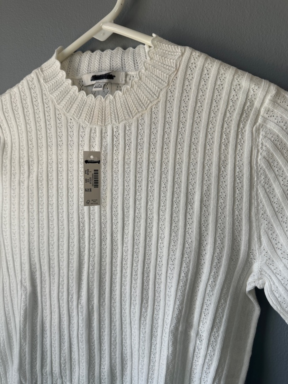 Madewell NWT Pointelle-Stitch Mockneck Sweater Tee white women’s small - Picture 7 of 10